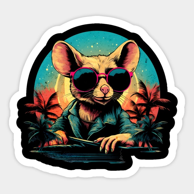 Retro Wave Jerboa Sticker by Miami Neon Designs